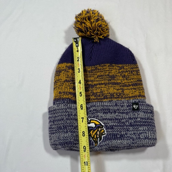 47 Brand Purple and Gold MN Vikings Pom-Pom Beanie #skol - Picture 7 of 8